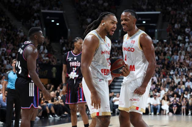 BASKET BALL : Paris Vs Monaco - Betclic Elite - 23 06 2026 Juhann Begarin (Monaco) - Jaron Blossomgame (Monaco) ParisFrance  Copyright: xMichaelxBaucherx