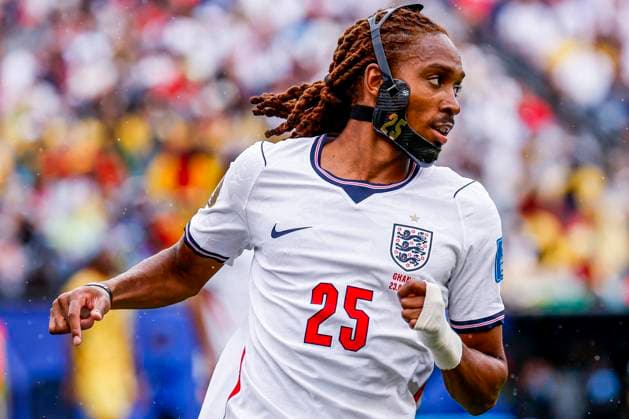 Djed Spence of England looks on , Group L - FIFA World Cup, WM, Weltmeisterschaft, Fussball 2026, England v Ghana, Boston Stadium, June 23, 2026, Boston, United States.