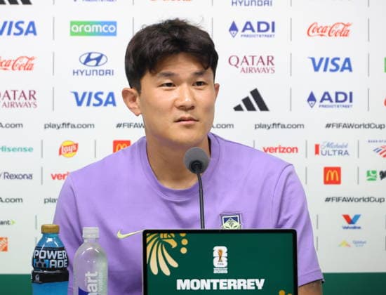 FIFA World Cup, WM, Weltmeisterschaft, Fussball 2026 - South Korea press conference, PK, Pressekonferenz South Korea s Kim Min-jae speaks during a press conference at Estadio Monterrey in Guadalupe, Mexico, 23 June 2026. GUADALUPE Mexico  Copyright: xYONHAPx