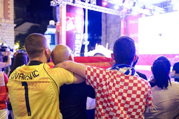 Croatia Watch Panama v Croatia Croatian fans watch the FIFA World Cup, WM, Weltmeisterschaft, Fussball 2026 Group L match between Panama and Croatia on a giant screen at Ban Jelacic Square in Zagreb, Croatia on June 23, 2026.  JosipxMikacic PIXSELL