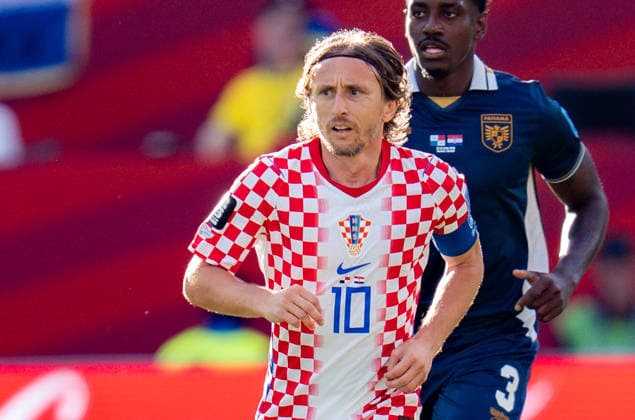FIFA Fussball Weltmeisterschaft 2026, Gruppe L, Spiel 2, Panama vs. Kroatien, 23.06.2026 im Toronto Stadium, Toronto Luka Modric (Kroatien) Jose Cordoba (Panama) *** 2026 FIFA World Cup, Group L, Match 2, Panama vs. Croatia, June 23, 2026, at Toronto Stadium, Toronto Copyright: xBahhoxKarax