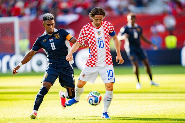 FIFA Fussball Weltmeisterschaft 2026, Gruppe L, Spiel 2, Panama vs. Kroatien, 23.06.2026 im Toronto Stadium, Toronto Luka Modric (Kroatien) Edgar Barcenas (Panama) *** 2026 FIFA World Cup, Group L, Match 2, Panama vs. Croatia, June 23, 2026, at Toronto Stadium, Toronto; Luka Modric (Croatia), Edgar Barcenas (Panama),detected_source_language Copyright: xBahhoxKarax