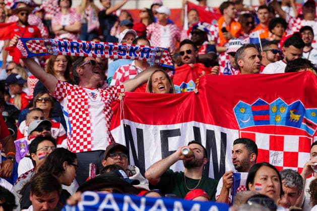 June 23, 2026, Toronto, On, CANADA: Croatia fans cheer as their team warms up before taking on Panama during World Cup Group L soccer match, in Toronto, on Tuesday, June 23, 2026. Canada News - June 23, 2026  - ZUMAc35_ 20260623_zaf_c35_139 Copyright: xFrankxGunnx
