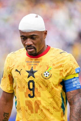 Jordan Ayew of Ghana during the match between England and Ghana in the second round of the group stage of the 2026 World Cup, held at Boston Stadium in Boston, United States. Richard Callis Fotoarena (Richard Callis SPP)  Copyright: xRichardxCallisx xSPPx spp-en-RiCa-2968565