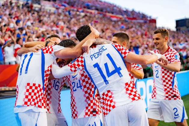FIFA Fussball Weltmeisterschaft 2026, Gruppe L, Spiel 2, Panama vs. Kroatien, 23.06.2026 im Toronto Stadium, Toronto Tor zum 0:1 durch Ante Budimir (Kroatien) Ivan Perisic (Kroatien) Josip Stanisic (Kroatien) *** 2026 FIFA World Cup, Group L, Match 2, Panama vs. Croatia, June 23, 2026, at Toronto Stadium, Toronto. Goal Copyright: xBahhoxKarax