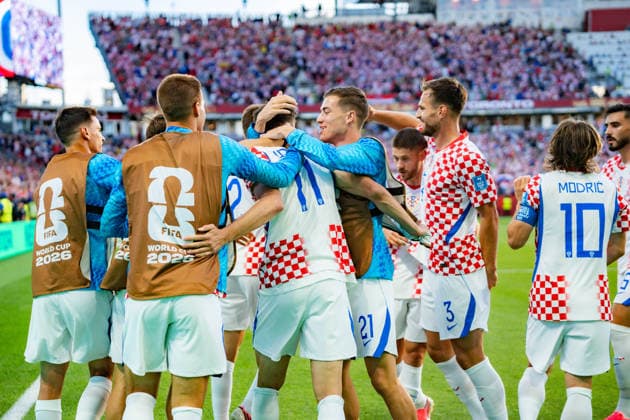 FIFA Fussball Weltmeisterschaft 2026, Gruppe L, Spiel 2, Panama vs. Kroatien, 23.06.2026 im Toronto Stadium, Toronto Tor zum 0:1 durch Ante Budimir (Kroatien) Marin Pongracic (Kroatien)Luka Modric (Kroatien) Ante Budimir (Kroatien) Luka Sucic (Kroatien) Marin Pongracic (Kroatien) *** 2026 FIFA World Cup, Group L, Match 2, Panama vs. Croatia, June 23, 2026, at Toronto Stadium, Toronto Goal Copyright: xBahhoxKarax