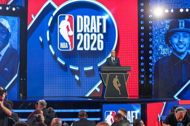 NBA, Basketball Herren, USA Draft round one at Barclays Center NBA commissioner Adam Silver speaks during the first round of the 2026 NBA Draft at the Barclays Center in the Brooklyn borough of New York, New York, USA, 23 June 2026. NEW YORK NEW YORK United States  Copyright: xSARAHxYENESELx