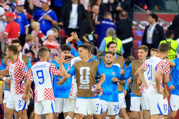 Croatian players celebrate at the end of a game a Group L match of the 2026 FIFA World Cup, WM, Weltmeisterschaft, Fussball between Panama and Croatia at BMO stadium in Toronto, Canada, 23 June 2026. FIFA World Cup 2026 - Group L - Panama - Croatia !ACHTUNG: NUR REDAKTIONELLE NUTZUNG!  Copyright: xBienvenidoxVelascox GR3139 20260624-55020688357_1