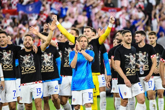Panama national team, Nationalteam vs Croatia National Team. FIFA World Cup, WM, Weltmeisterschaft, Fussball 2026 Group L match. Squad pays hommage to Luka Modric for his appearance number 200 with Croatia National Team at the end of the match played between the National Teams of Croatia and Panama. FIFA World Cup 2026 Group L match, played on 23.06.26 at the Toronto Stadium in Toronto, Ontario, Canada. Photo Jose Campos PMEimages Copyright: xJosexCamposx xPMEimagesx