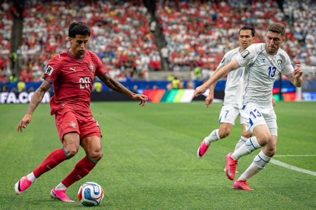 June 23, 2026: Portugal defender JOAO CANCELO (20) kicks the ball during the FIFA World Cup, WM, Weltmeisterschaft, Fussball 2026 Group K soccer game between Portugal and Uzbekistan at the Houston Stadium in Houston, TX, Tuesday, June 23, 2026. Portugal won 5:0. World Cup 2026: Portugal 5:0 Uzbekistan  - ZUMAp213 20260623_znp_p213_057 Copyright: xLynnxPenningtonx