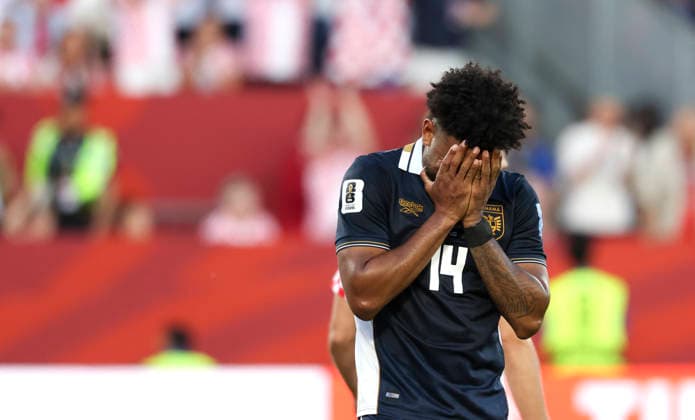 (260624) -- TORONTO, June 24, 2026 -- Carlos Harvey of Panama reacts during the group L match between Croatia and Panama at the 2026 FIFA World Cup, WM, Weltmeisterschaft, Fussball at Toronto Stadium in Toronto, Canada, on June 23, 2026. (Photo by Xinhua) (SP)CANADA-TORONTO-FOOTBALL-FIFA WORLD CUP-GROUP L-CRO VS PAN ZouxZheng 