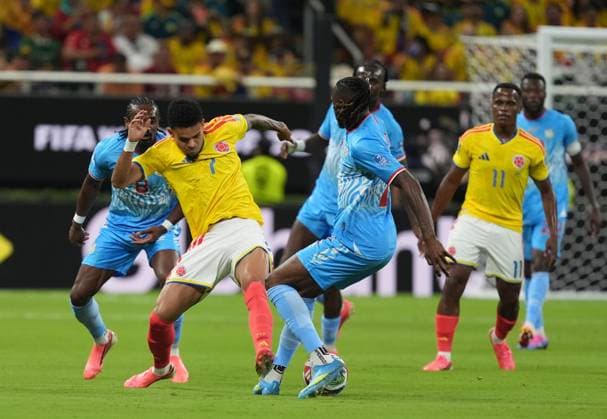 Colombia v DR Congo - FIFA World Cup, WM, Weltmeisterschaft, Fussball 2026 - Group K ZAPOPAN, MEXICO - JUNE 23: Luis Diaz (2nd L) of Colombia in action during the 2026 FIFA World Cup First Stage Group K match between Colombia and DR Congo at Estadio Akron (Guadalajara Stadium) in Zapopan, Guadalajara, Mexico on June 23, 2026. Juancho Torres Anadolu Jalisco Mexico. Editorial use only. Please get in touch for any other usage.  Copyright: x2026xAnadoluxJuanchoxTorresx