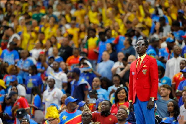 FIFA World Cup, WM, Weltmeisterschaft, Fussball 2026 - Group K - Colombia vs DR Congo Congolese fan Michel Kuka Mboladinga, known as Lumumba Vea, poses during a FIFA World Cup 2026 Group K soccer match between Colombia and DR Congo in Guadalajara, Mexico, 23 June 2026. GUADALAJARA Mexico  Copyright: xFRANCISCOxGUASCOx