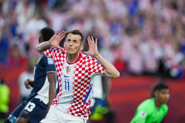 Panama v Croatia - 2026 FIFA World Cup, WM, Weltmeisterschaft, Fussball Group L Ante Budimir 11 of Croatia is celebrating after scoring a goal during the 2026 FIFA World Cup Group L match between Panama and Croatia at Toronto Stadium. on June 23, 2026 in Toronto, Canada. (Photo by Leonardo Ramirez Eyepix Group) Copyright: xLeonardoxRamirezx xEyepixxGroupx LR23062026-02076
