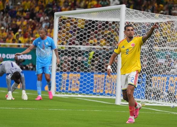 Colombia v DR Congo - FIFA World Cup, WM, Weltmeisterschaft, Fussball 2026 - Group K ZAPOPAN, MEXICO - JUNE 23: David Munoz (2) of Colombia gestures during the 2026 FIFA World Cup First Stage Group K match between Colombia and DR Congo at Estadio Akron (Guadalajara Stadium) in Zapopan, Guadalajara, Mexico on June 23, 2026. Juancho Torres Anadolu Jalisco Mexico. Editorial use only. Please get in touch for any other usage.  Copyright: x2026xAnadoluxJuanchoxTorresx