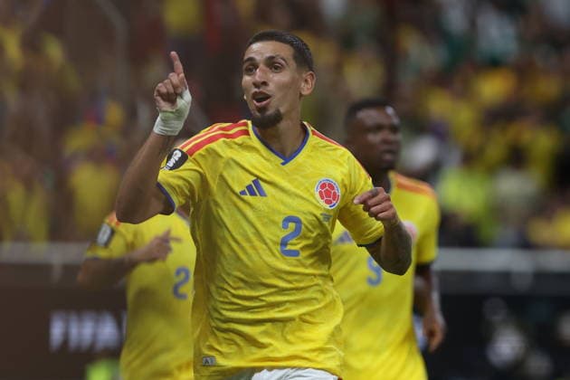 FIFA World Cup, WM, Weltmeisterschaft, Fussball 2026 - Group K - Colombia vs DR Congo Daniel Munoz of Colombia celebrates a goal during a FIFA World Cup 2026 Group K soccer match between Colombia and DR Congo in Guadalajara, Mexico, 23 June 2026. GUADALAJARA Mexico  Copyright: xALEXxCRUZx