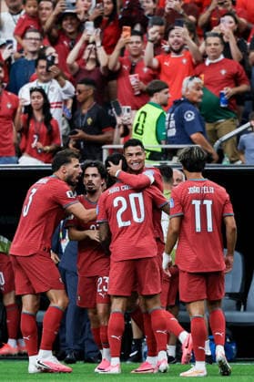Cristiano Ronaldo of Portugal celebrates after scoring the team s first goal during a FIFA Men’s World Cup 2026 Group Stage football match between Portugal and Uzbekistan at Houston Stadium, in Houston on June 23th 2026 (Photo by Leo Barrilari SPP)  Copyright: xLeoxBarrilari SPPx Sportspressphoto_SPR174280