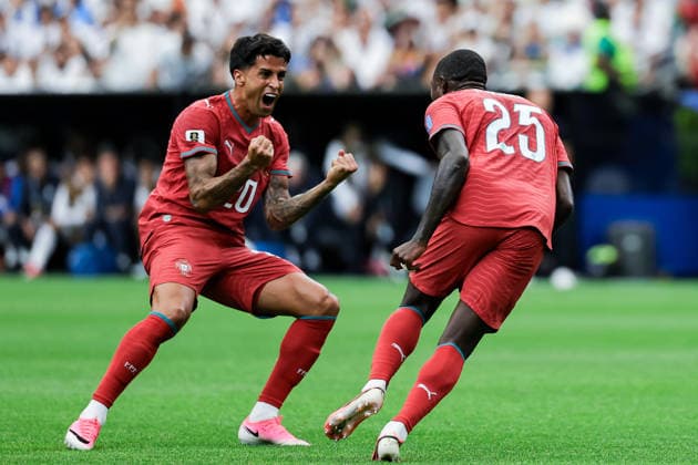 Joao Cancelo of Portugal (L) and Nuno Mendes of Portugal (R) celebrates the team s second goal during a FIFA Men’s World Cup 2026 Group Stage football match between Portugal and Uzbekistan at Houston Stadium, in Houston on June 23th 2026 (Photo by Leo Barrilari SPP)  Copyright: xLeoxBarrilari SPPx Sportspressphoto_SPR174308