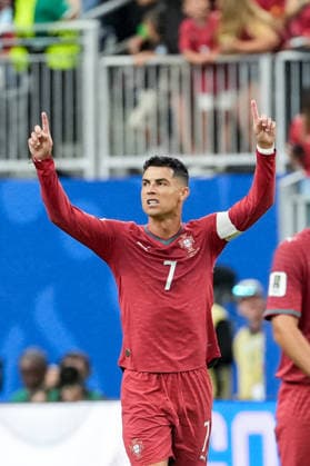 Cristiano Ronaldo of Portugal celebrates after scoring the team s first goal during a FIFA Men’s World Cup 2026 Group Stage football match between Portugal and Uzbekistan at Houston Stadium, in Houston on June 23th 2026 (Photo by LVDIDI SPP)  Copyright: xLVDIDI SPPx Sportspressphoto_SPR174407