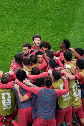 Cristiano Ronaldo of Portugal and team mates celebrate the team s first goal during a FIFA Men’s World Cup 2026 Group Stage football match between Portugal and Uzbekistan at Houston Stadium, in Houston on June 23th 2026 (Photo by Alexandra Fechete SPP)  Copyright: xAlexandraxFechete SPPx Sportspressphoto_SPR174404