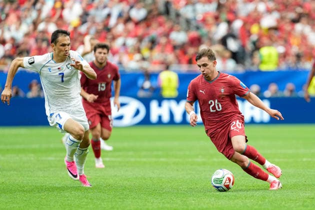 Francisco Conceicao of Portugal (R) runs with the ball during a FIFA Men’s World Cup 2026 Group Stage football match between Portugal and Uzbekistan at Houston Stadium, in Houston on June 23th 2026 (Photo by LVDIDI SPP)  Copyright: xLVDIDI SPPx Sportspressphoto_SPR174426