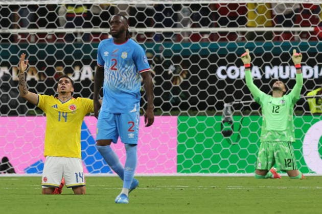 FIFA World Cup, WM, Weltmeisterschaft, Fussball 2026 - Group K - Colombia vs DR Congo Gustavo Puerta (L) and Camilo Vargas (R) of Colombia celebrates after the FIFA World Cup 2026 Group K soccer match between Colombia and DR Congo in Guadalajara, Mexico, 23 June 2026. GUADALAJARA Mexico  Copyright: xALEXxCRUZx