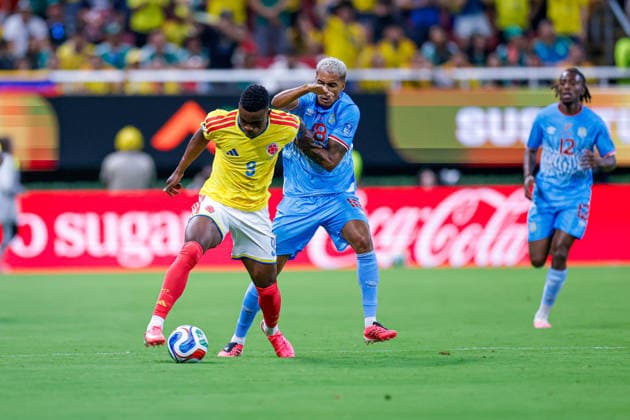 FIFA World Cup, WM, Weltmeisterschaft, Fussball 2026 COLOMBIA VS RD CONGO FIFA WORLD CUP 2026 COLOMBIA VS RD CONGO COLOMBIA VS RD CONGO 23062026 GUADALAJARA, JALISCO. Action photo of Jhon Cordoba (No.9) of Colombia and Charles Pickel (No. 18) of Congo, during Group K game of the FIFA World Cup 2026, held at the Estadio Guadalajara at Guadalajara, Jalisco. Foto de accion de Jhon Cordoba (No.9) de Colombia y Charles Pickel (No. 18) de Congo, durante juego del Grupo K de la Copa del Mundo 2026 de la FIFA, celebrado en el Estadio Guadalajara en Guadalajara, Jalisco. PHOTO BY IMAGENSHOP AGENCIA FOTOGRAFICA GUADALAJARA JALISCO MEXICO *** FIFA WORLD CUP 2026 COLOMBIA VS. DR CONGO FIFA WORLD CUP 2026 COLOMBIA VS. DR CONGO COLOMBIA VS. DR CONGO 06 23 2026 GUADALAJARA, JALISCO Action photo of Jhon Cordoba, No. 9 of Colombia, and Charles Pickel, No. 18 of the DR Congo, during a Group K match of the 2026 FIFA World Cup, held at the Estadio Guadalajara in Guadalajara, Jalisco Action photo of Jhon Cordoba, No. 9 of Colombia, and Charles Pickel, No. 18 of the DR Congo, during a Group K match of the 2026 FIFA World Cup, held at the Estadio Guadalajara in Guadalajara, Jalisco. PHOTO BY IMAGENSHOP PHOTO AGENCY GUADALAJARA, JALISCO, MEXICO,detected_source_language Copyright: xYOALIxMARTINEZx