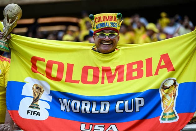 A fan of Colombia cheers prior to FIFA Men’s World Cup 2026 Group Stage football match between Colombia and Congo DR at Guadalajara Stadium, in Guadalajara on June 23th 2026 (Photo by Nayra Halm SPP)  Copyright: xNayraxHalm SPPx Sportspressphoto_SPR174982