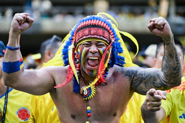 A fan of Colombia cheers prior to FIFA Men’s World Cup 2026 Group Stage football match between Colombia and Congo DR at Guadalajara Stadium, in Guadalajara on June 23th 2026 (Photo by Nayra Halm SPP)  Copyright: xNayraxHalm SPPx Sportspressphoto_SPR174988