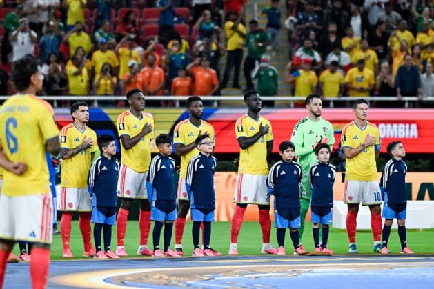 Colombia players line up for anthem prior to FIFA Men’s World Cup 2026 Group Stage football match between Colombia and Congo DR at Guadalajara Stadium, in Guadalajara on June 23th 2026 (Photo by Nayra Halm SPP)  Copyright: xNayraxHalm SPPx Sportspressphoto_SPR174994