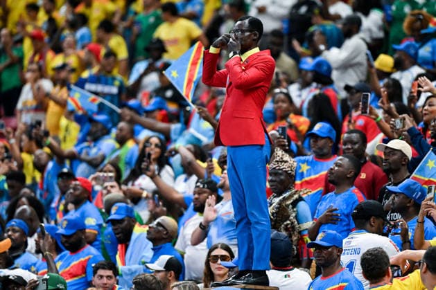 Michel Kuka Mboladinga, a Congolese supporter mimicking the posture of the Patrice Lumumba statue prior to the FIFA Men’s World Cup 2026 Group Stage football match between Colombia and Congo DR at Guadalajara Stadium, in Guadalajara on June 23th 2026 (Photo by Nayra Halm SPP)  Copyright: xNayraxHalm SPPx Sportspressphoto_SPR174998