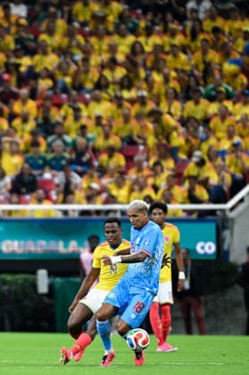 Charles Pickel of Congo DR (R) and Jhon Arias of Colombia (L) fight for possession during a FIFA Men’s World Cup 2026 Group Stage football match between Colombia and Congo DR at Guadalajara Stadium, in Guadalajara on June 23th 2026 (Photo by Nayra Halm SPP)  Copyright: xNayraxHalm SPPx Sportspressphoto_SPR175054