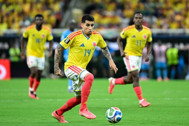 Gustavo Puerta of Colombia runs with the ball during a FIFA Men’s World Cup 2026 Group Stage football match between Colombia and Congo DR at Guadalajara Stadium, in Guadalajara on June 23th 2026 (Photo by Nayra Halm SPP)  Copyright: xNayraxHalm SPPx Sportspressphoto_SPR175055