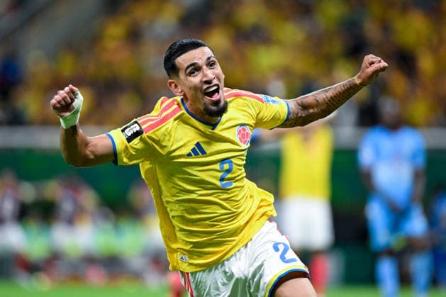 Daniel Munoz of Colombia celebrates after scoring the team s first goal during a FIFA Men’s World Cup 2026 Group Stage football match between Colombia and Congo DR at Guadalajara Stadium, in Guadalajara on June 23th 2026 (Photo by Nayra Halm SPP)  Copyright: xNayraxHalm SPPx Sportspressphoto_SPR175060