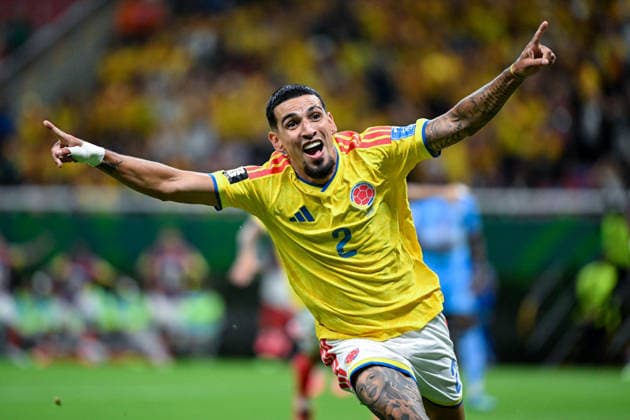 Daniel Munoz of Colombia celebrates after scoring the team s first goal during a FIFA Men’s World Cup 2026 Group Stage football match between Colombia and Congo DR at Guadalajara Stadium, in Guadalajara on June 23th 2026 (Photo by Nayra Halm SPP)  Copyright: xNayraxHalm SPPx Sportspressphoto_SPR175063