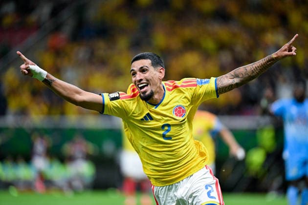 Daniel Munoz of Colombia celebrates after scoring the team s first goal during a FIFA Men’s World Cup 2026 Group Stage football match between Colombia and Congo DR at Guadalajara Stadium, in Guadalajara on June 23th 2026 (Photo by Nayra Halm SPP)  Copyright: xNayraxHalm SPPx Sportspressphoto_SPR175064