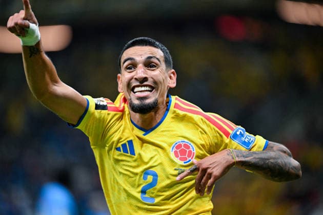 Daniel Munoz of Colombia celebrates after scoring the team s first goal during a FIFA Men’s World Cup 2026 Group Stage football match between Colombia and Congo DR at Guadalajara Stadium, in Guadalajara on June 23th 2026 (Photo by Nayra Halm SPP)  Copyright: xNayraxHalm SPPx Sportspressphoto_SPR175066