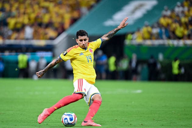 Gustavo Puerta of Colombia shoots for goal during a FIFA Men’s World Cup 2026 Group Stage football match between Colombia and Congo DR at Guadalajara Stadium, in Guadalajara on June 23th 2026 (Photo by Nayra Halm SPP)  Copyright: xNayraxHalm SPPx Sportspressphoto_SPR175071