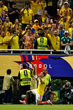 June 23, 2026, Guadalajara, Jalisco, Mexico: Daniel Munoz of Colombia celebrates after scoring the first goal of his team during the match between Colombia and Congo DR for the 2st round of the group K of the FIFA World Cup, WM, Weltmeisterschaft, Fussball 2026, at Guadalajara Stadium, in Guadalajara, Mexico on June 23, 2026. Photo: DiaEsportivo FIFA World Cup 2026, Colombia Vs Congo DR, Guadalajara, Mexico  - ZUMAh208 20260623_zsp_h208_024 Copyright: xHeulerxAndreyx