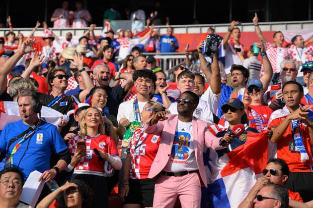 June 23, 2026, Toronto, Ontario, Canada: Fans of Team Croatia cheer before the 2026 FIFA World Cup, WM, Weltmeisterschaft, Fussball game between Panama and Croatia at Toronto Stadium. Croatia won the match 1-0. Sports News - June 23, 2026  - ZUMAv136 20260623_zsp_v136_047 Copyright: xJeffxVoganx