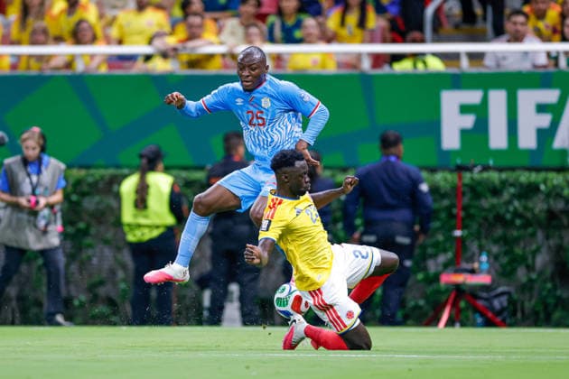 FIFA World Cup, WM, Weltmeisterschaft, Fussball 2026 COLOMBIA VS RD CONGO FIFA WORLD CUP 2026 COLOMBIA VS RD CONGO COLOMBIA VS RD CONGO 23062026 GUADALAJARA, JALISCO. Action photo of Edo Kayembe (No. 25) of Congo and Davinson Sanchez (No. 23) of Colombia, during Group K game of the FIFA World Cup 2026, held at the Estadio Guadalajara at Guadalajara, Jalisco. Foto de accion de Edo Kayembe (No. 25) de Congo y Davinson Sanchez (No. 23) de Colombia, durante juego del Grupo K de la Copa del Mundo 2026 de la FIFA, celebrado en el Estadio Guadalajara en Guadalajara, Jalisco. PHOTO BY IMAGENSHOP AGENCIA FOTOGRAFICA GUADALAJARA JALISCO MEXICO *** 2026 FIFA World Cup Copyright: xYOALIxMARTINEZx