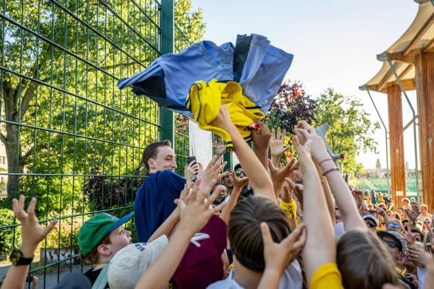 Basketball Berlin 23.06.2026 Saison 2025 2026 EasyCredit BBL 1. Bundesliga Alba Berlin ist Deutscher Meister 2026 Fanfest Moses Wood (Alba Berlin, No.11) *** Basketball Berlin, June 23, 2026; 2025–2026 Season; EasyCredit BBL 1 Bundesliga; Alba Berlin is the 2026 German Champion; Fan Fest; Moses Wood, Alba Berlin, No. 11,detected_source_language