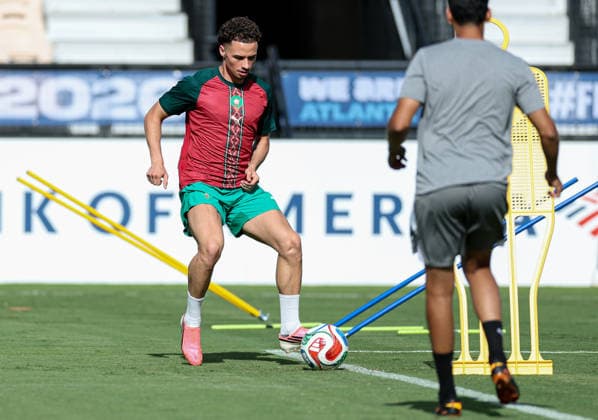 (260624) -- KENNESAW, June 24, 2026 -- Chemsdine Talbi of Morocco attends a training session at the FIFA World Cup, WM, Weltmeisterschaft, Fussball 2026 in Kennesaw, the United States, on June 23, 2026. ) (SP)U.S.-KENNESAW-FIFA WORLD CUP-TRAINING-MOROCCO WangxKaiyan 