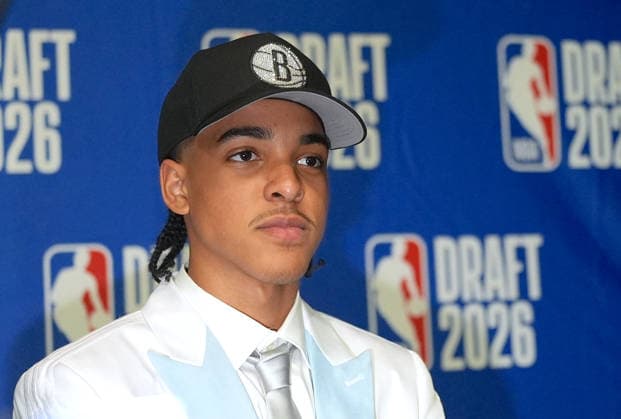 The 2026 NBA, Basketball Herren, USA Draft completed its first round NEW YORK, UNITED STATES - JUNE 23: Brooklyn Nets select Mikel Brown Jr., No. 6 overall in the 2026 NBA Draft at Barclays Center in Brooklyn, New York City, U.S., on June 23, 2026. Selcuk Acar Anadolu New York United States. Editorial use only. Please get in touch for any other usage.  Copyright: x2026xAnadoluxSelcukxAcarx
