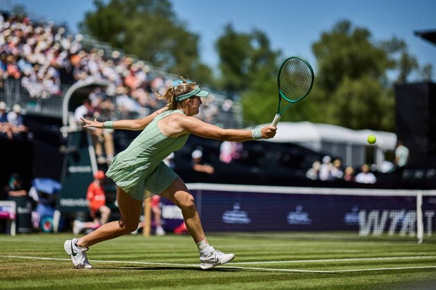 June 24, 2026, Bad Homburg, Hessen, Germany: Mirra Andreeva returns with forehand to Ekaterina Alexandrova during the BAD HOMBURG OPEN powered by SOLARWATTT- WTA500 - Womens Tennis, 24.6.2026 in Bad Homburg (Tennis-Club Bad Homburg), Germany - Photo: Tennis 2026: Bad Hombug Open - WTA500: ALEXANDROVA 6:3 6:4 ANDREEVA  - ZUMAs343 20260624_zsp_s343_024 Copyright: xMathiasxSchulzx