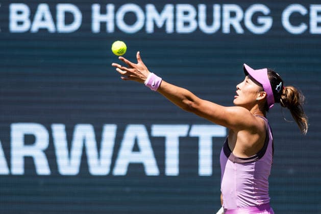 BAD HOMBURG, GERMANY - JUNE 24: Qinwen Zheng (CHN) during the Bad Homburg Open powered by Solarwatt Singles match between Qinwen Zheng (CHN) vs Clara Tauson (DEN) at Kurpark Bad Homburg on June 24, 2026 in Bad Homburg, Germany. Hessen Germany Copyright: xSteffiexWunderlx