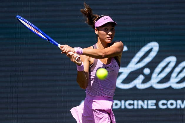 BAD HOMBURG, GERMANY - JUNE 24: Qinwen Zheng (CHN) during the Bad Homburg Open powered by Solarwatt Singles match between Qinwen Zheng (CHN) vs Clara Tauson (DEN) at Kurpark Bad Homburg on June 24, 2026 in Bad Homburg, Germany. Hessen Germany Copyright: xSteffiexWunderlx