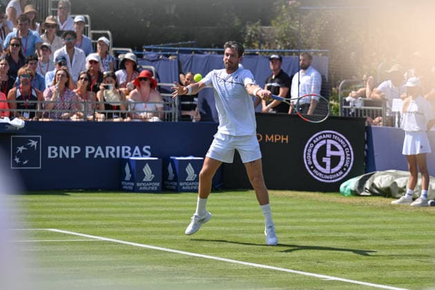 Cameron Norrie during this match against Jannik Sinner at he Giorgio Armani Tennis Classic at the Hurlingham Club, London, UK on 24 June 2026. Copyright: xPhilxHutchinsonx 45160024