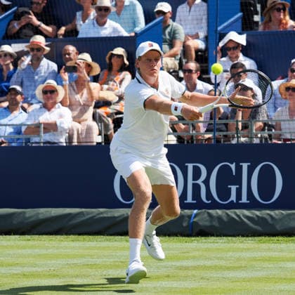 Jannik Sinner on his way to victory over Cameron Norrie during the Giorgio Armani Tennis Classic at the Hurlingham Club, London, UK on 24 June 2026. Copyright: xPhilxHutchinsonx 45160018