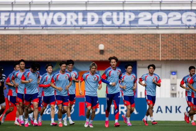 260624 Players of the Japanese national football team at a training session during day 14 of the FIFA World Cup, WM, Weltmeisterschaft, Fussball 2026 on June 24, 2026 in Dallas. Photo: Petter Arvidson BILDBYRAN kod PA PA1252 fotboll football soccer fotball vm fotbolls-vm fotball-vm fotbolls-vm 2026 fifa world cup 2026 träning practice training day 14 bbeng japan *** 260624 Players of the Japanese national soccer team at a training session on Day 14 of the 2026 FIFA World Cup on June 24, 2026 in Dallas. Photo by Petter Arvidson, BILDBYRAN. Code: PA PA1252. soccer, football, soccer World Cup, 2026 FIFA World Cup, training, Day 14, BBENG, Japan  Copyright: PETTERxARVIDSON BB260624PA015